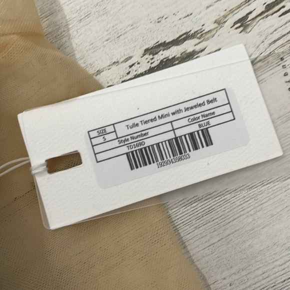 Endless Rose Blue Tulle Tiered Mini Dress With Jeweled Belt Size Small NWT - Picture 10 of 13